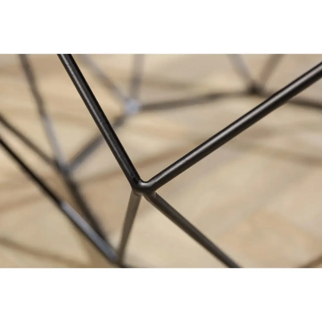Tavolino basso NEXORA 70 cm in marmo grigio e metallo nero design geometrico