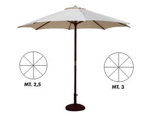 OMBRELLONE IN LEGNO TONDO GOLD  ø cm.300 palo ø mm.48 a 8 stecche    VETTE