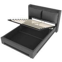 Letto a baldacchino 160x200cm - Xylo - velluto USB-C LED testiera imbottita