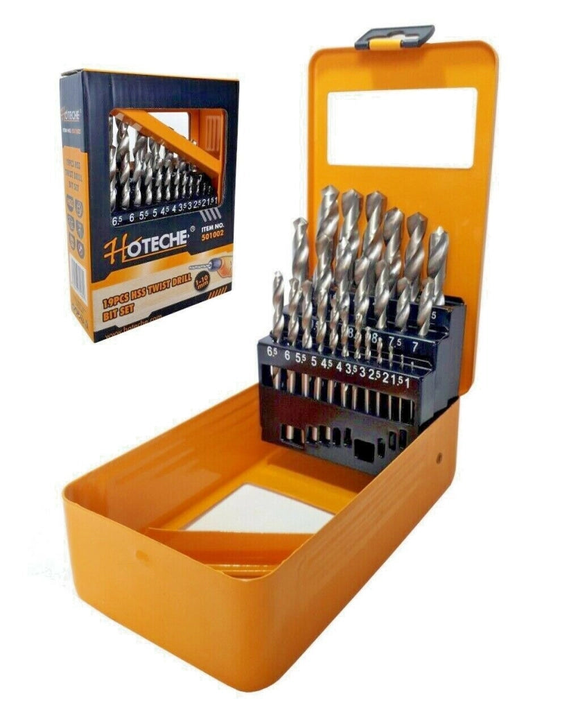 Set 19 punte per trapano HSS elicoidali ferro misure da 1 a 10mm Art. 501002