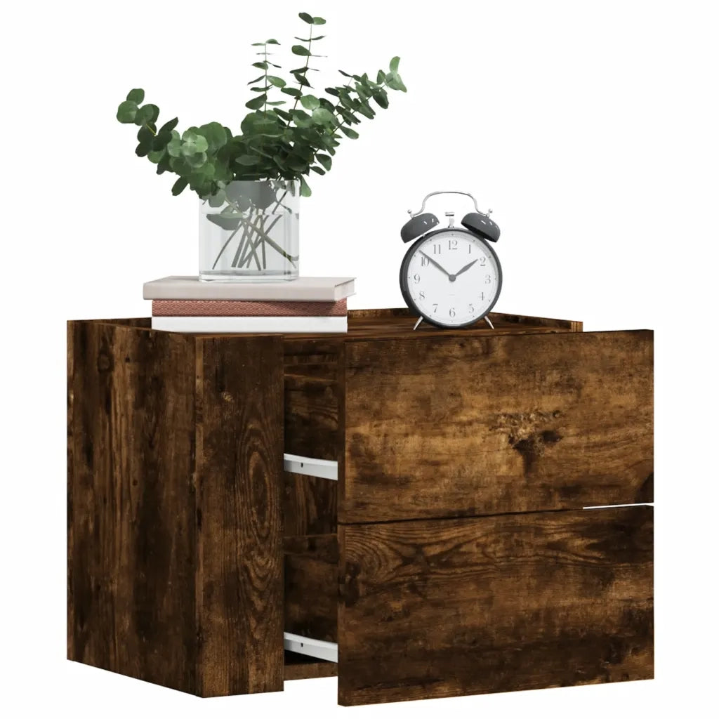 Comodino a Muro Rovere Fumo 45x30x35 cm 848333