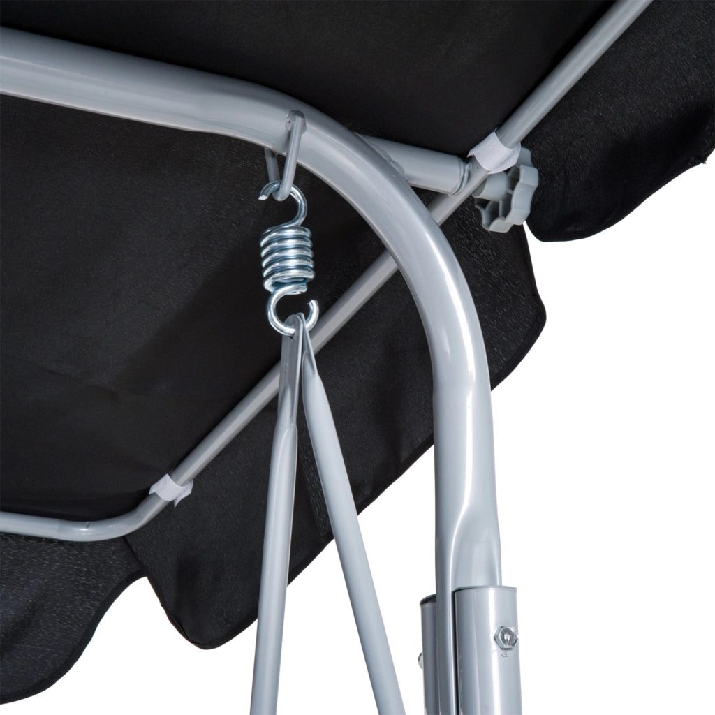 Dondolo 3 Posti da Giardino 170x110x153 cm in Acciaio Nero e Argento