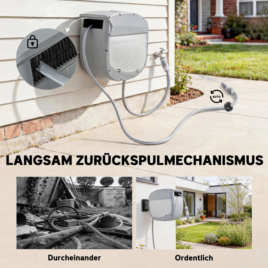 Avvolgitubo per Giardino con Tubo 30 m ¨C zephmum ¨C 180¡ã Girevole, Avvolgimento Automatico