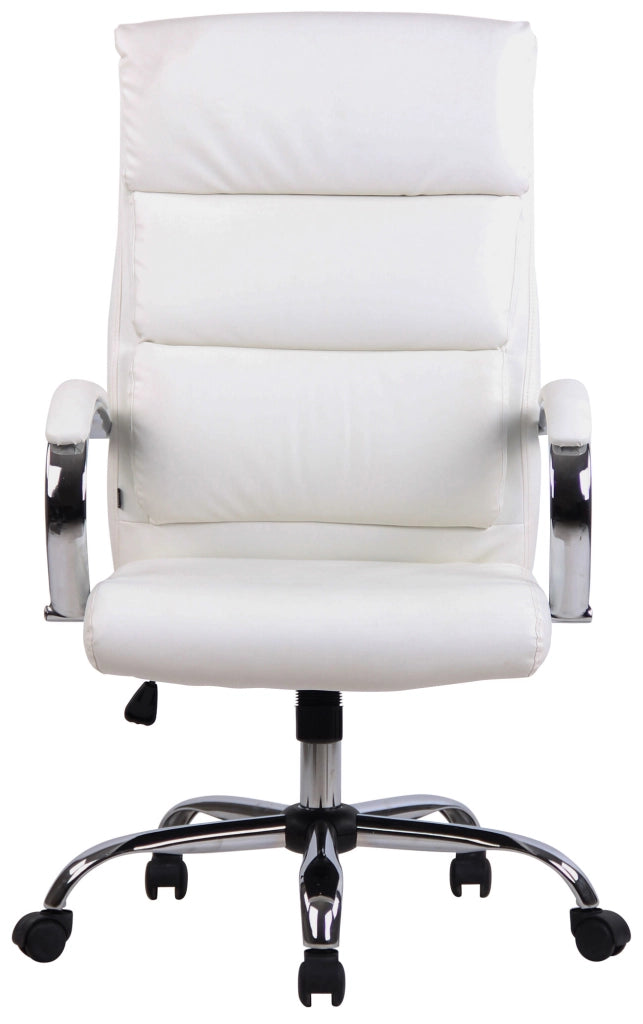 Sedia direzionale Bradford in similpelle o tessuto bianco,Finta pelle