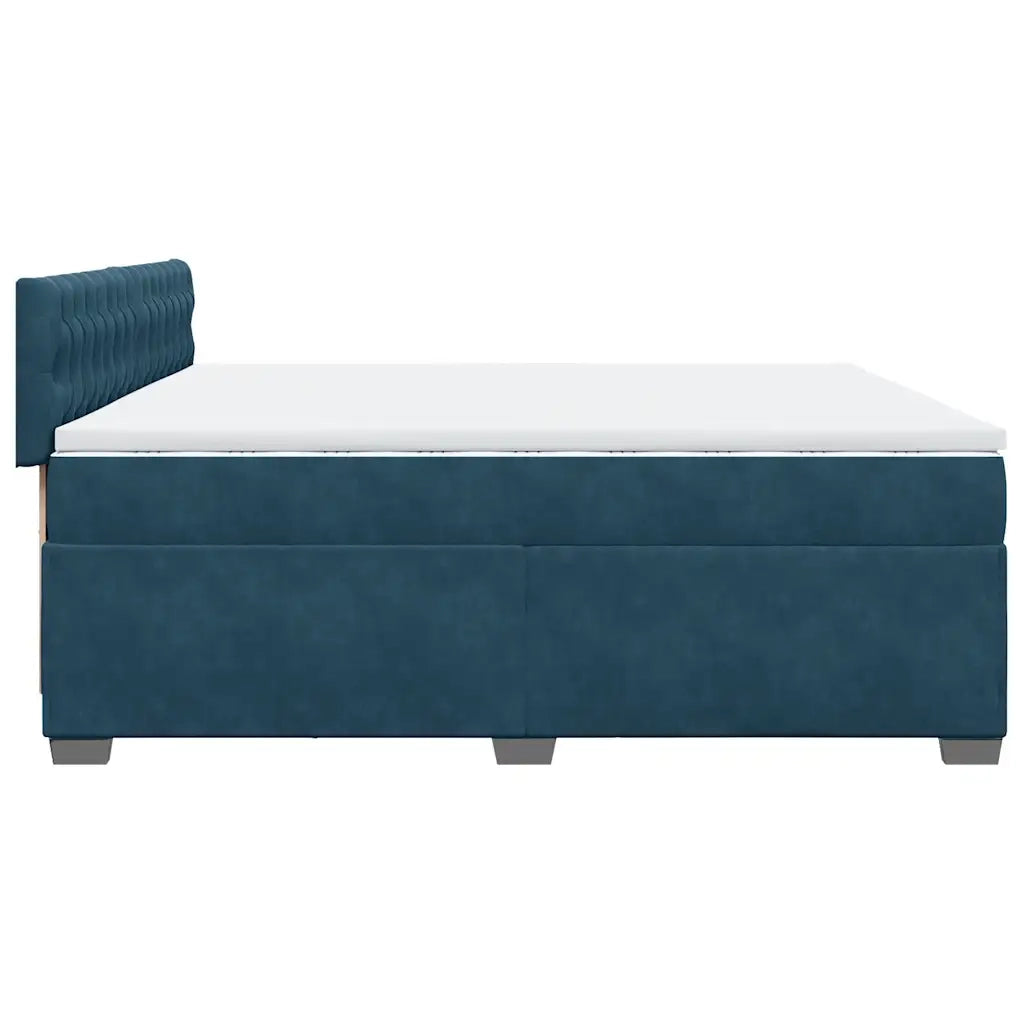 vidaXL Giroletto a Molle con Materasso Blu 200x200 cm in Velluto