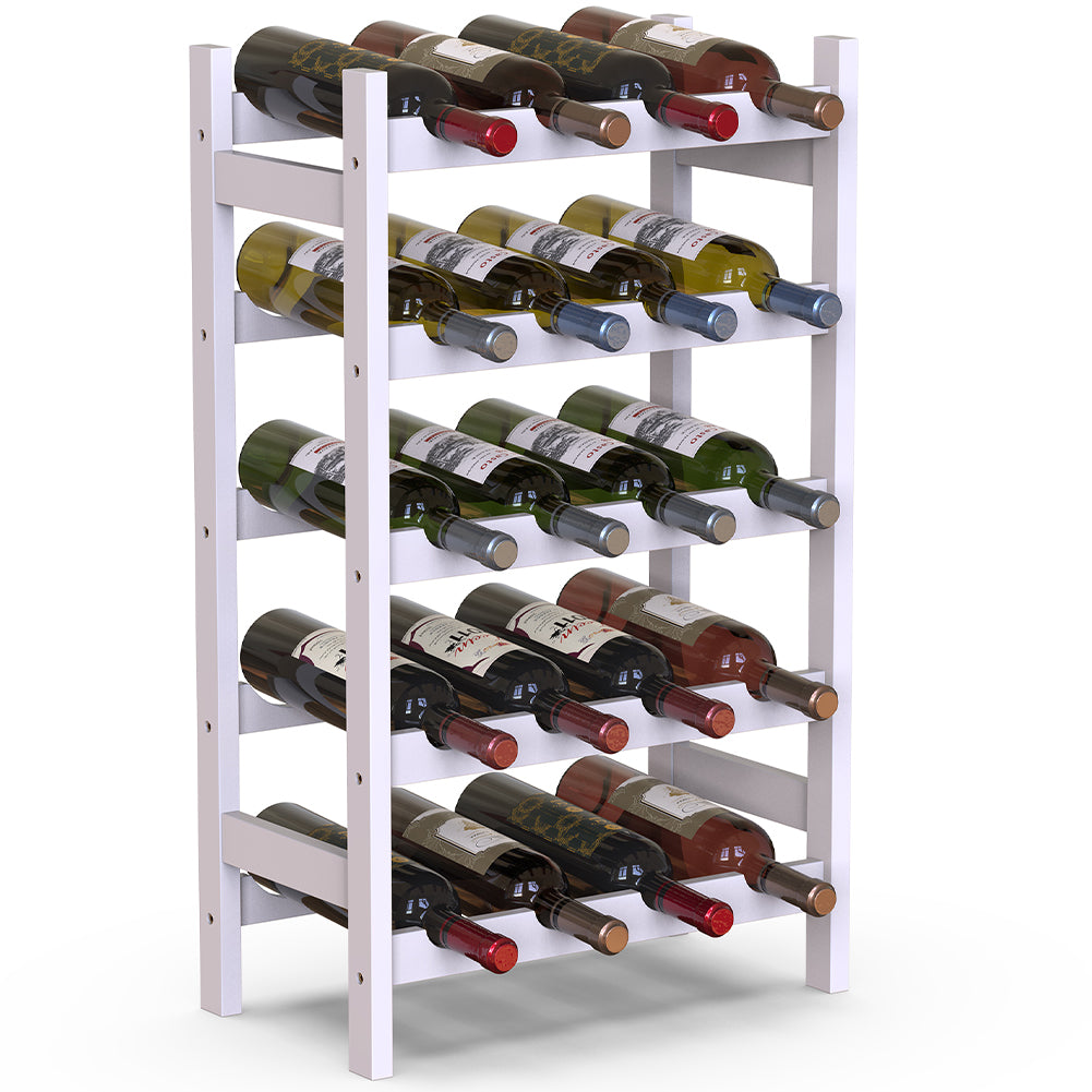 Cantinetta Portabottiglie di Vino  20 Posti in Legno Bambù Bianco