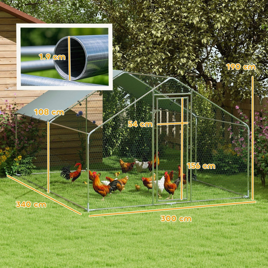 Recinto per Galline ¨C zephmum ¨C 3x3.4x1.9 m, Acciaio, Argento