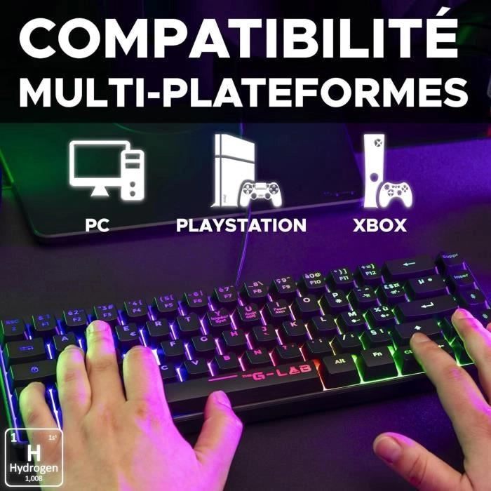 Tastiera da gioco - THE G-LAB - KEYZ-HYDROGEN/FR - Membrana nera al 60%.