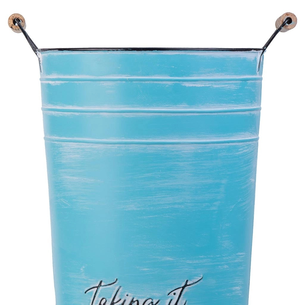 Portaombrelli tondo in metallo blu d23,5x50h b:18