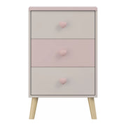 Cassettiera pratico mobile contenitore per ingresso soggiorno cameretta 62 x 38 x 30 cm bianco e rosa 03_0009310
