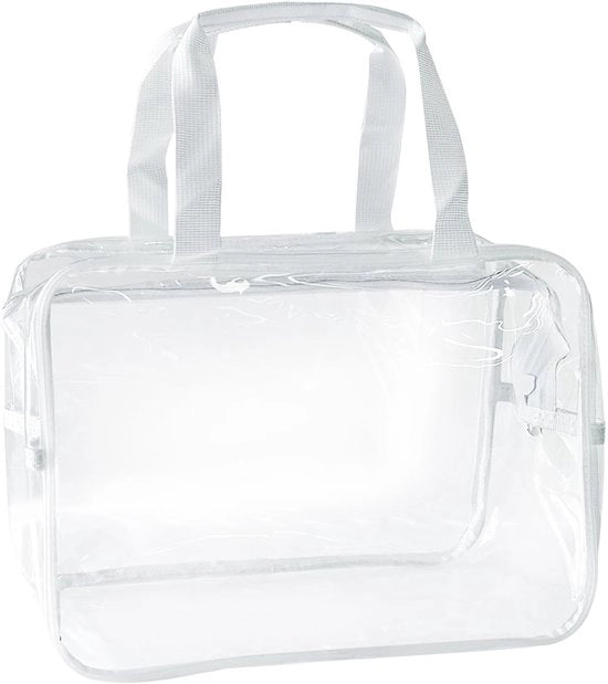 Borsa Transparante in Vinile Acquaparante, Borsa per Trucco con Chiusura con Cerniera 30x13x21cm (Translucida)