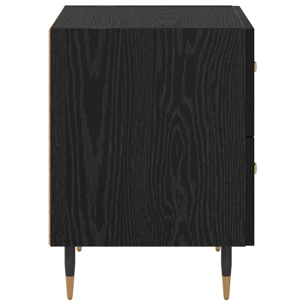 Armadio da Notte con cassetto Rovere Nero 40 x 35 x 47,5 cm