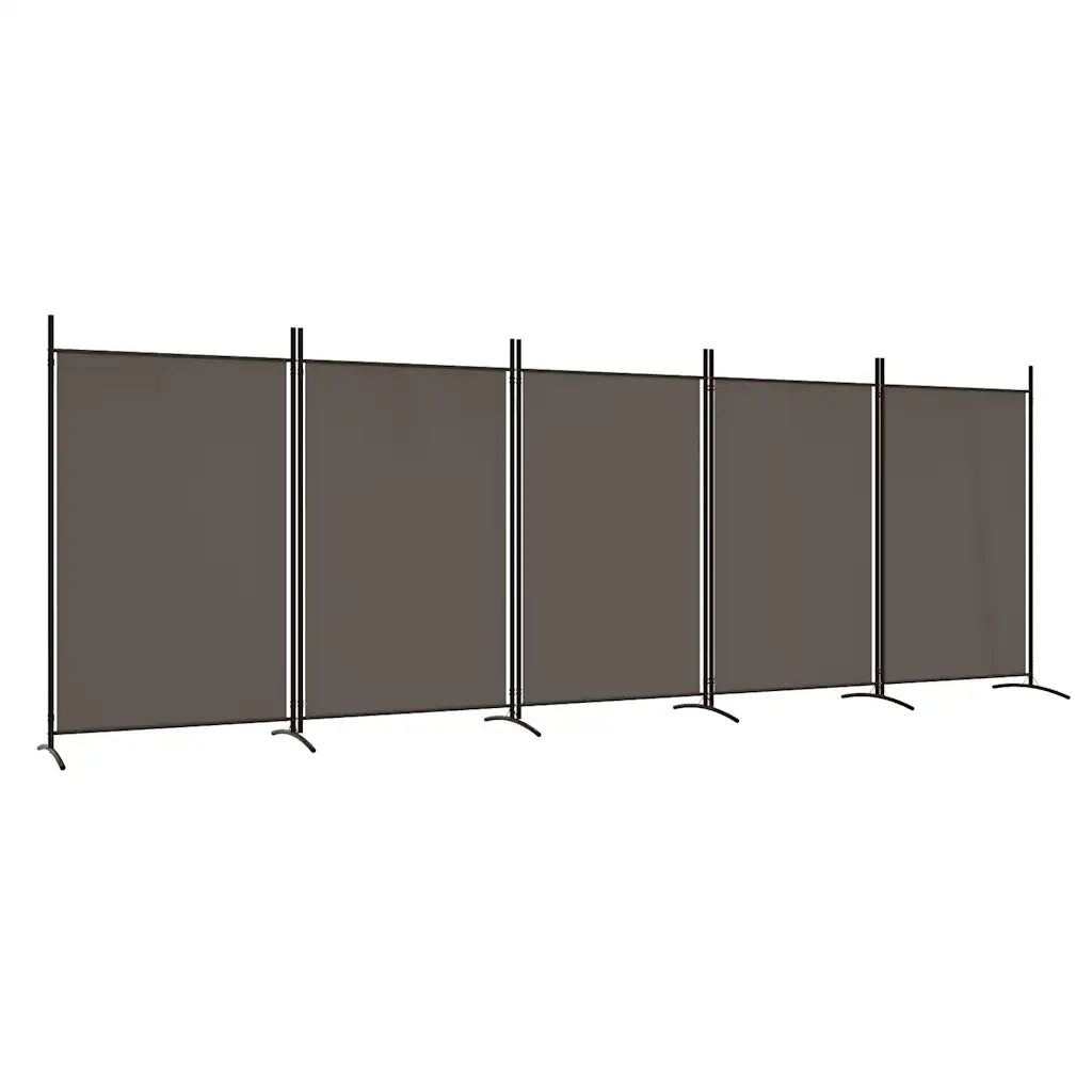 Divisorio a 5 Pannelli Antracite 433x180 cm Tessuto 350268