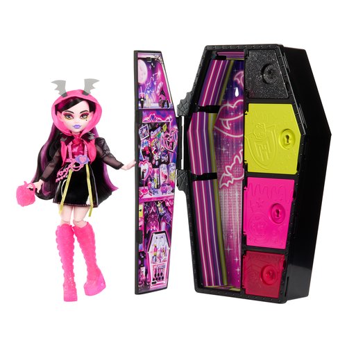 Bambola mattel hnf78 monster high draculaura segreti da brivido neon f