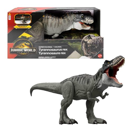 Animale giocattolo mattel jgb52 jurassic world rebirth t rex super col