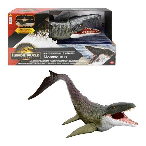 Animale giocattolo mattel jgb51 jurassic world rebirth mosasauro super