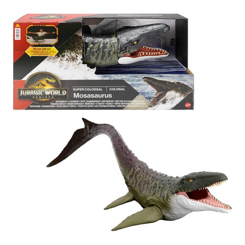 Animale giocattolo mattel jgb51 jurassic world rebirth mosasauro super