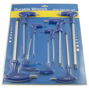 Trade Shop - Set Chiavini A T Torx Esagonali Acciaio 9 Pezzi Ball Point Con Manico A Elle L -