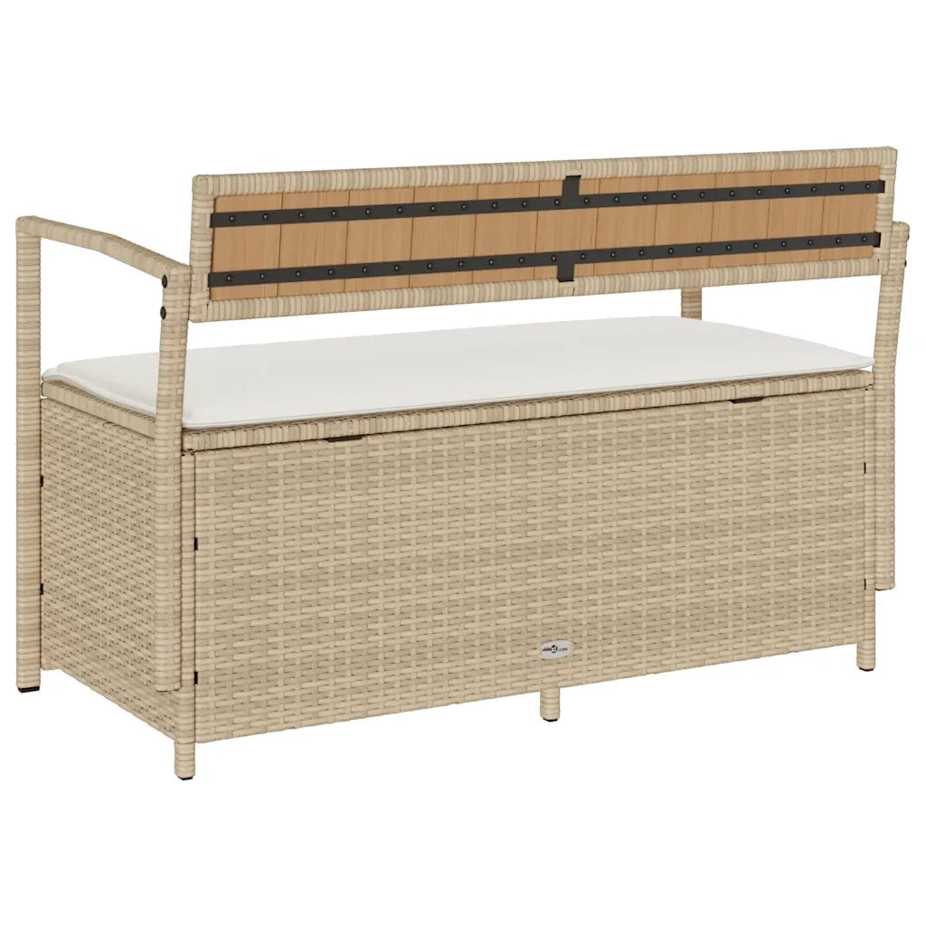 vidaXL Panca Portaoggetti da Giardino con Cuscino Beige in Polyrattan