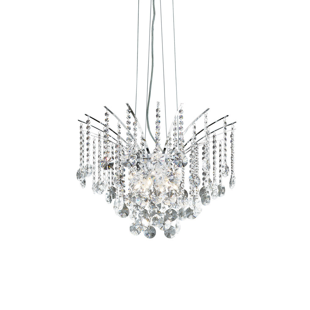 Sospensione Moderna Audi-77 Metallo-Cristallo Cromo 6 Luci G9 3W 3000K