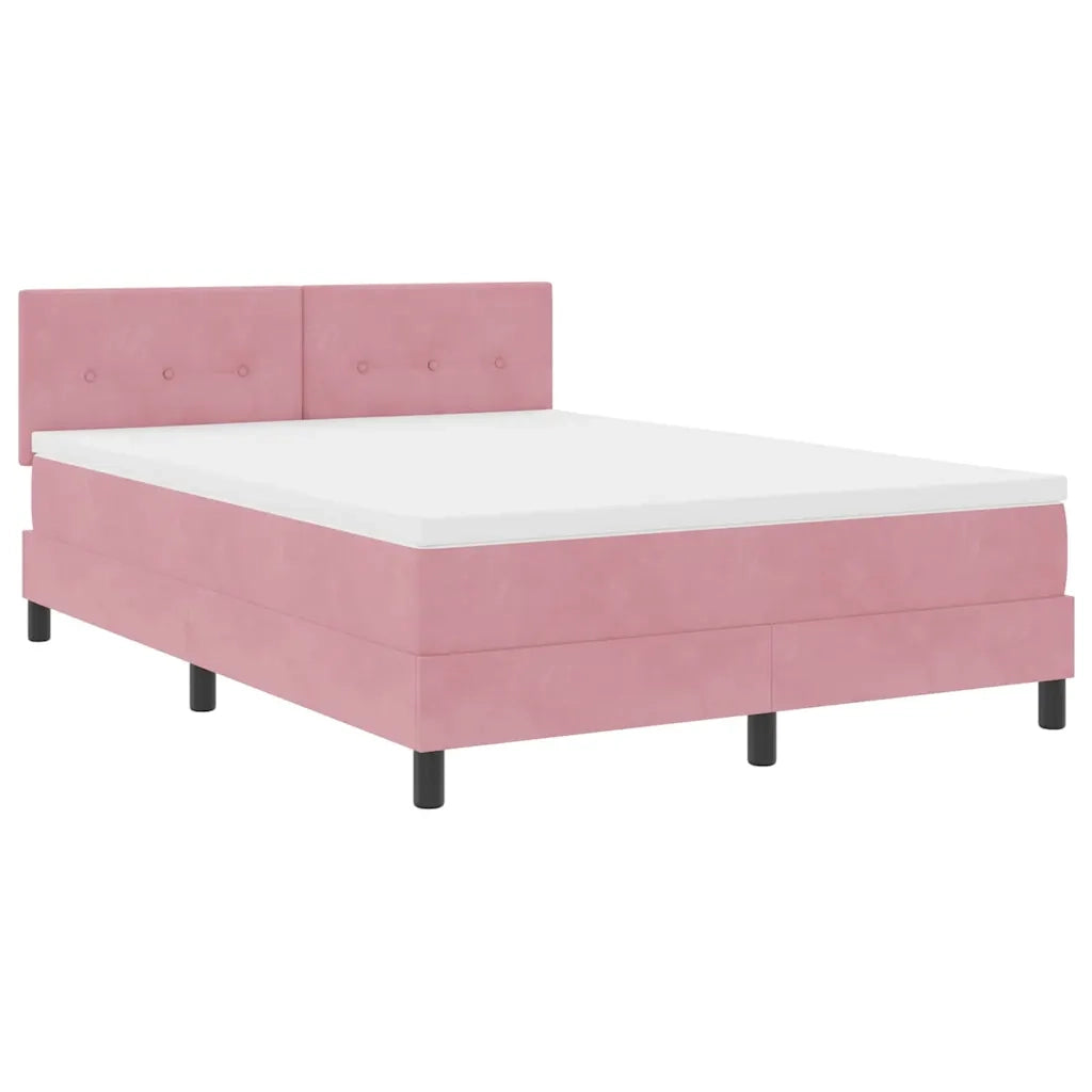 Letto a Sorgente LED con materasso Rosa 160 x 200 cm Velluto 3342667