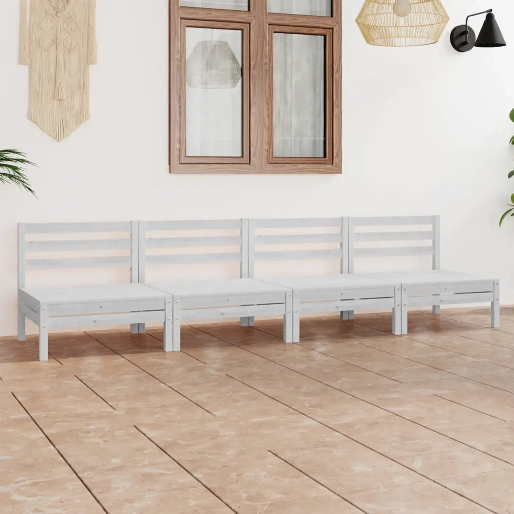 Set Divani da Giardino 4 pz Bianco in Legno Massello di Pino 3082483