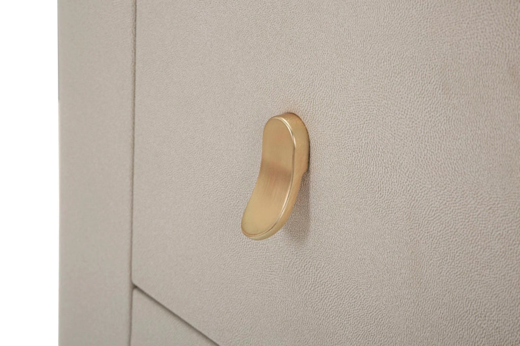 Comodino Beauty 60x47x40 cm in Legno MDF e Metallo Crema/Oro