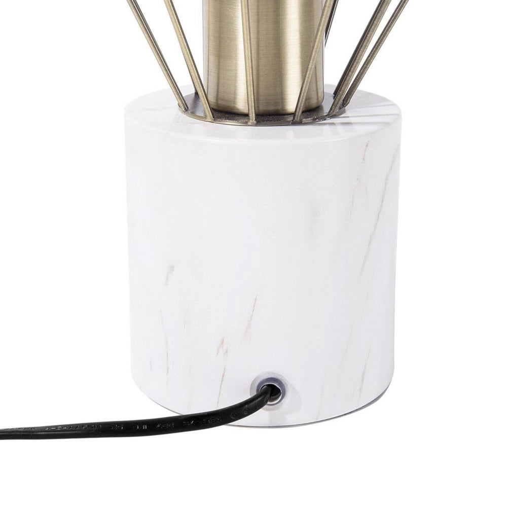 Lampada da Tavolo Lampada da Comodino Ottone Metallo Diamante Gabbia Paralume Base Rotonda Effetto Marmo