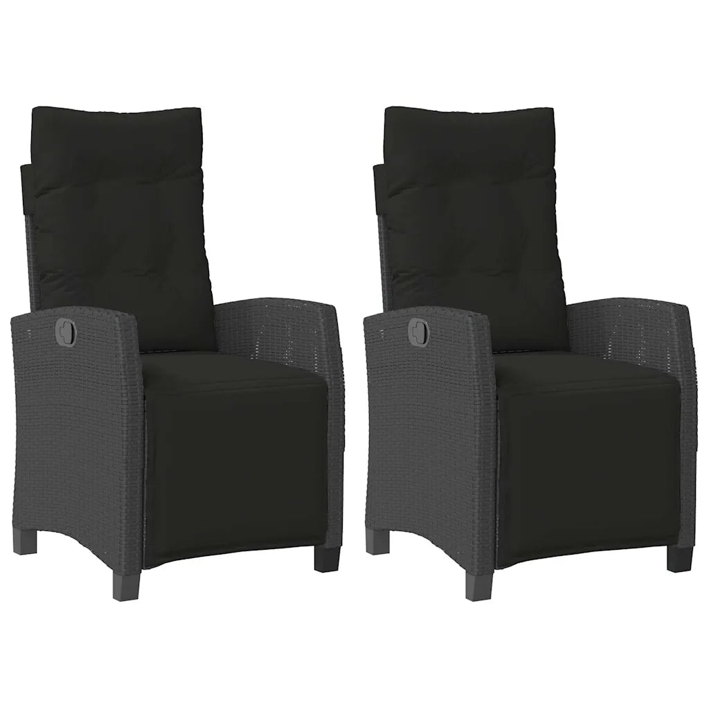 Sedie da Giardino Reclinabili 2 pz | Sedie da Esterno con Poggiapiedi Polyrattan