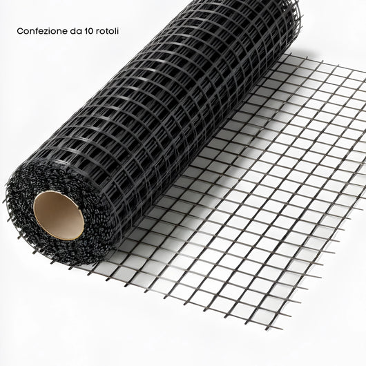 Rete in fibra di vetro 40x40 mm rinforzo massetti e intonaci 10 rotoli 1x50 m