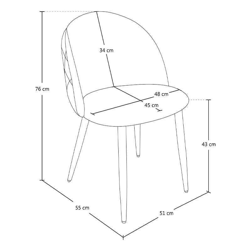 Sedia imbottita in velluto carta da zucchero - Sophie (2 pz) - SD25SOPM