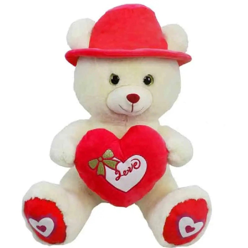 Trade Shop - Orso In Peluche Con Cappello E Cuore Rosso 55 Cm Regalo Per San Valentino 92423 -