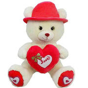 Trade Shop - Orso In Peluche Con Cappello E Cuore Rosso 55 Cm Regalo Per San Valentino 92423 -