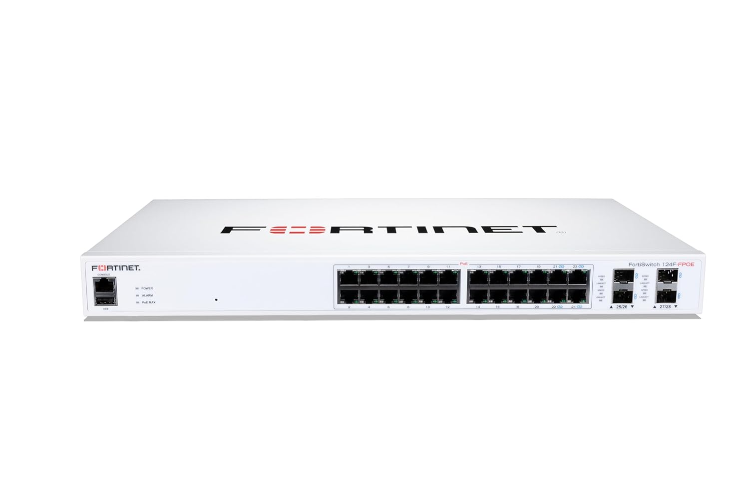 Fortiswitch-124f-fpoe switch l2+ managed poe con 24 p. ge + 4sfp+, 24 p. poe poe power budget 370w - FS-124F-FPOE