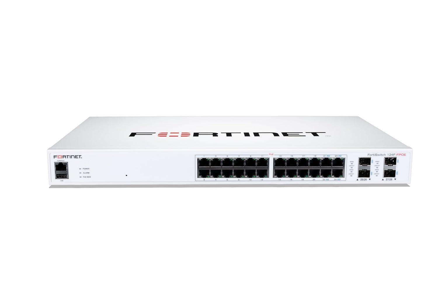 Fortiswitch-124f-fpoe switch l2+ managed poe con 24 p. ge + 4sfp+, 24 p. poe poe power budget 370w - FS-124F-FPOE