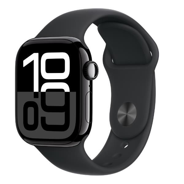Aw s10 gps 46mm jet black aluminium case with black sport band - m/l - MWWQ3QL/A