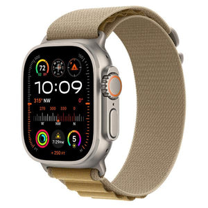 Aw ultra 2 gps + cellular 49mm natural titanium case with tan alpine loop - medium - MX4F3TY/A