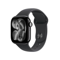 Aw s11 gps 42mm jet black aluminium case with black sport band - s/m - MEQT4QL/A