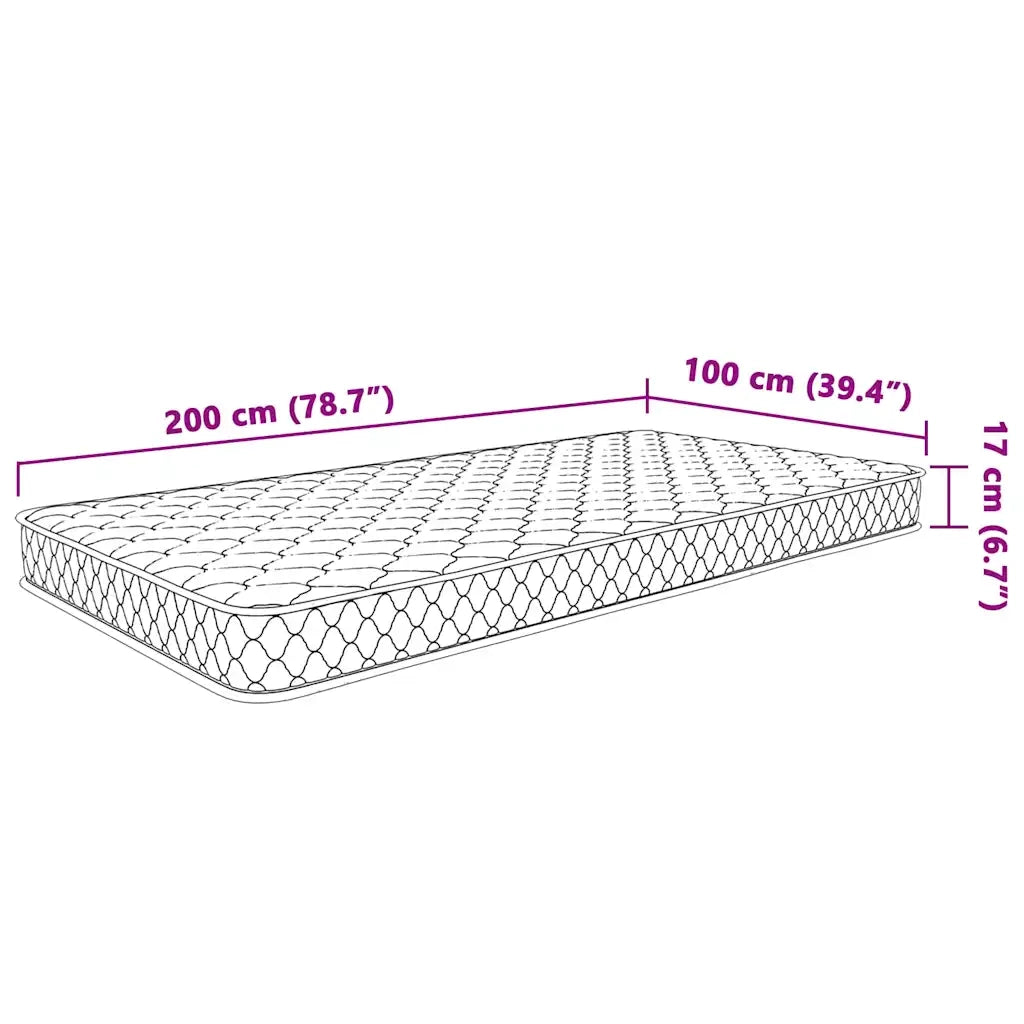 Materasso Viscoelastico-Materasso per Letto Bianco 100x200x17 cm Morbido