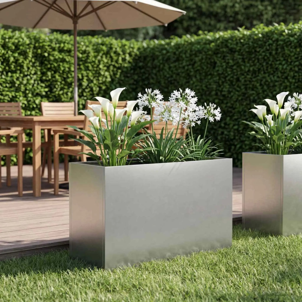 Vaso da giardino Argento 80 x 30 x 40 cm Acciaio Inox 8005590