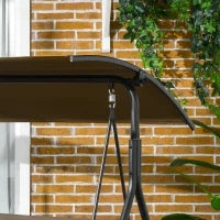 Dondolo da Giardino 3 Posti con Copertura Regolabile, in Acciaio e Poliestere, 172x110x153 cm, Marrone e Grigio