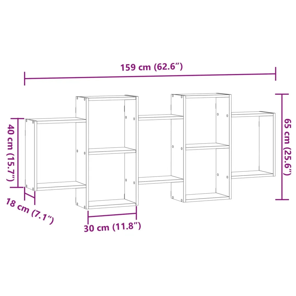 vidaXL Scaffale a Parete Bianco 159x18x65 cm in Legno Multistrato