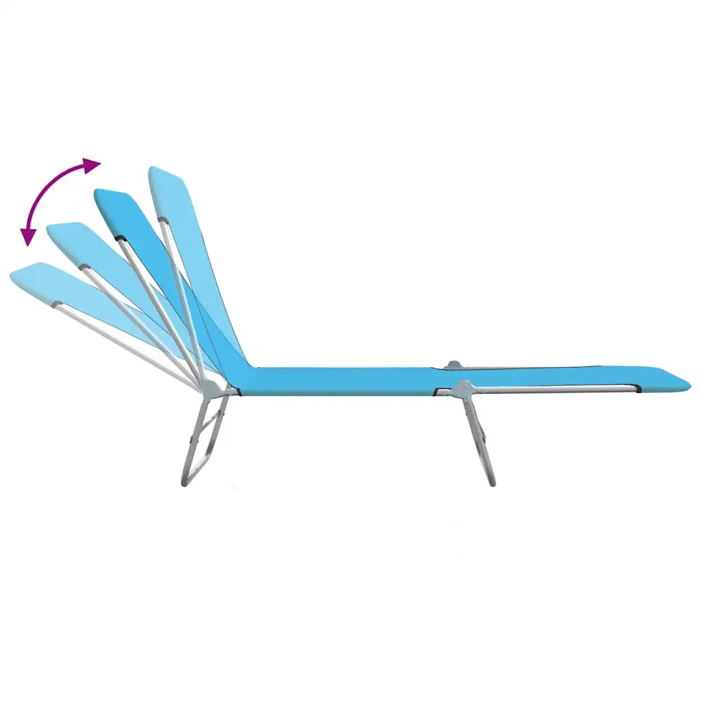 Lettini Prendisole Pieghevoli 2pz in Acciaio e Tessuto Blu 310344