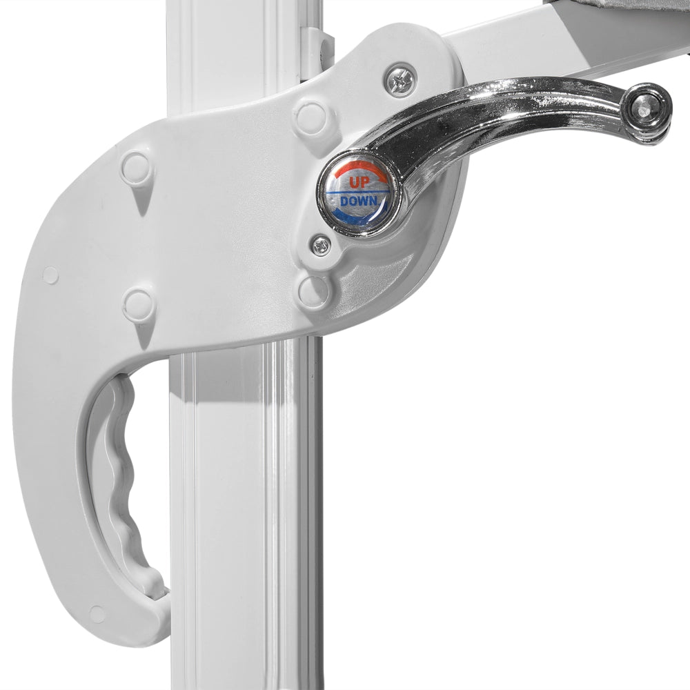 Ombrellone da giardino Tendalino grigio scuro Palo in acciaio bianco 240 cm Cantilever resistente agli agenti atmosferici meccanismo manovella