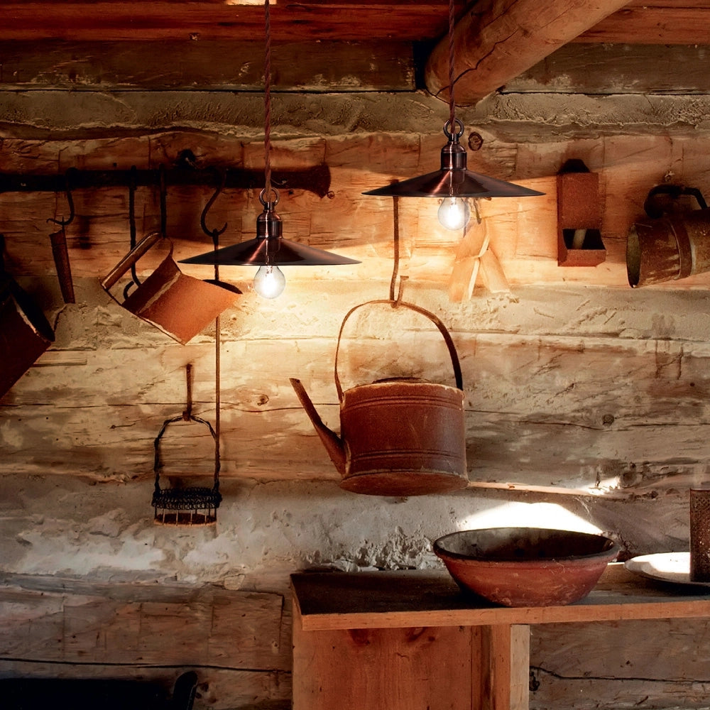 Sospensione Rustica-Country Cantina Metallo Rame 1 Luce E27
