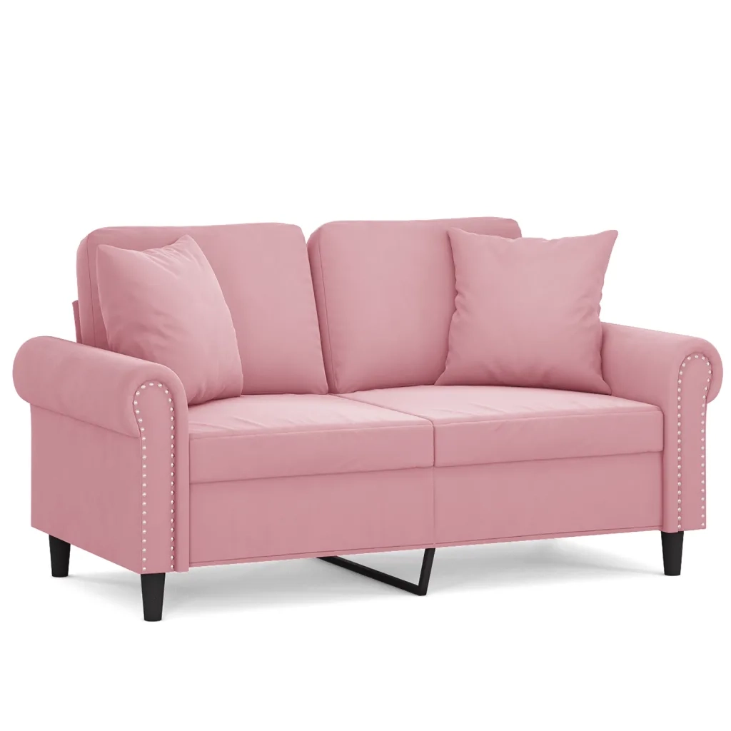Divano a 2 Posti con Cuscini Rosa 120 cm in Vellutocod mxl 123076