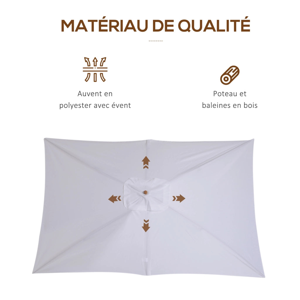 Parasole rettangolare per giardino grande ¨C zephmum ¨C bianco 300x200x250 cm