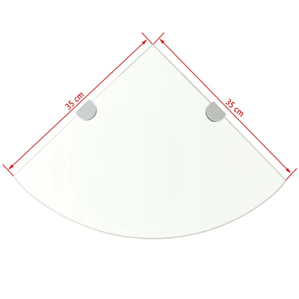 Mensola angolare per mobile + staffe cromate vetro trasparente 35 x 35 cm 2702218/2