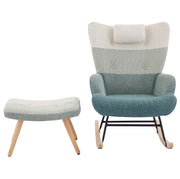 Poltrona a dondolo bouclé multicolore 95x83x65，5 cm con poggiapiedi