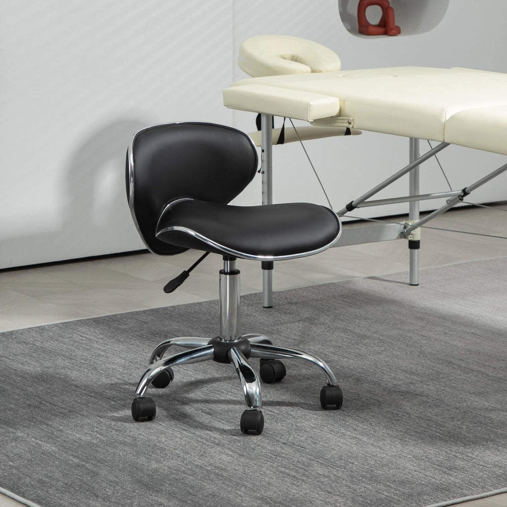 Sgabello da lavoro con rotelle e schienale regolabile 44-56 cm ¨C zephmum ¨C nero